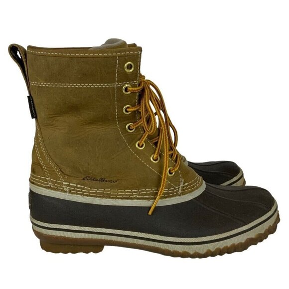 Eddie Bauer Women Hunt Pack Boots Size 7.5 Brown Leather Weatherproof 0048-588 - Picture 4 of 10